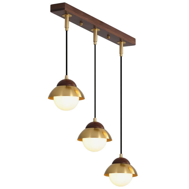 Линейный светильник Roch Linear Pendant Wooden Eco Light Белый Коричневый Латунь в Нижнем Новгороде | Loft Concept 