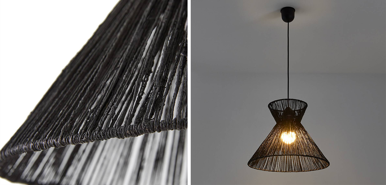 Подвесной светильник Signe Wicker Hemp Black Horn - фото