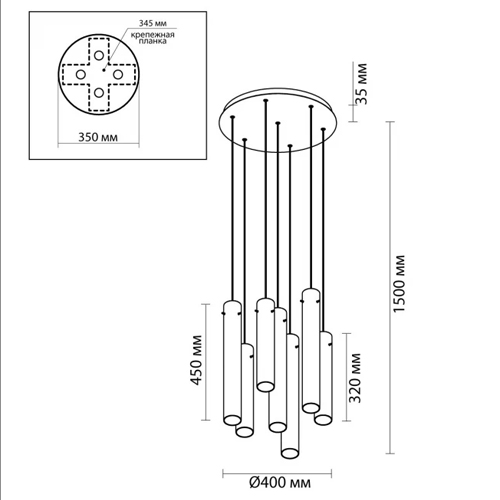 Люстра каскадная с 7-ю цилиндрическими плафонами из стекла Luminous Cylinders в Нижнем Новгороде