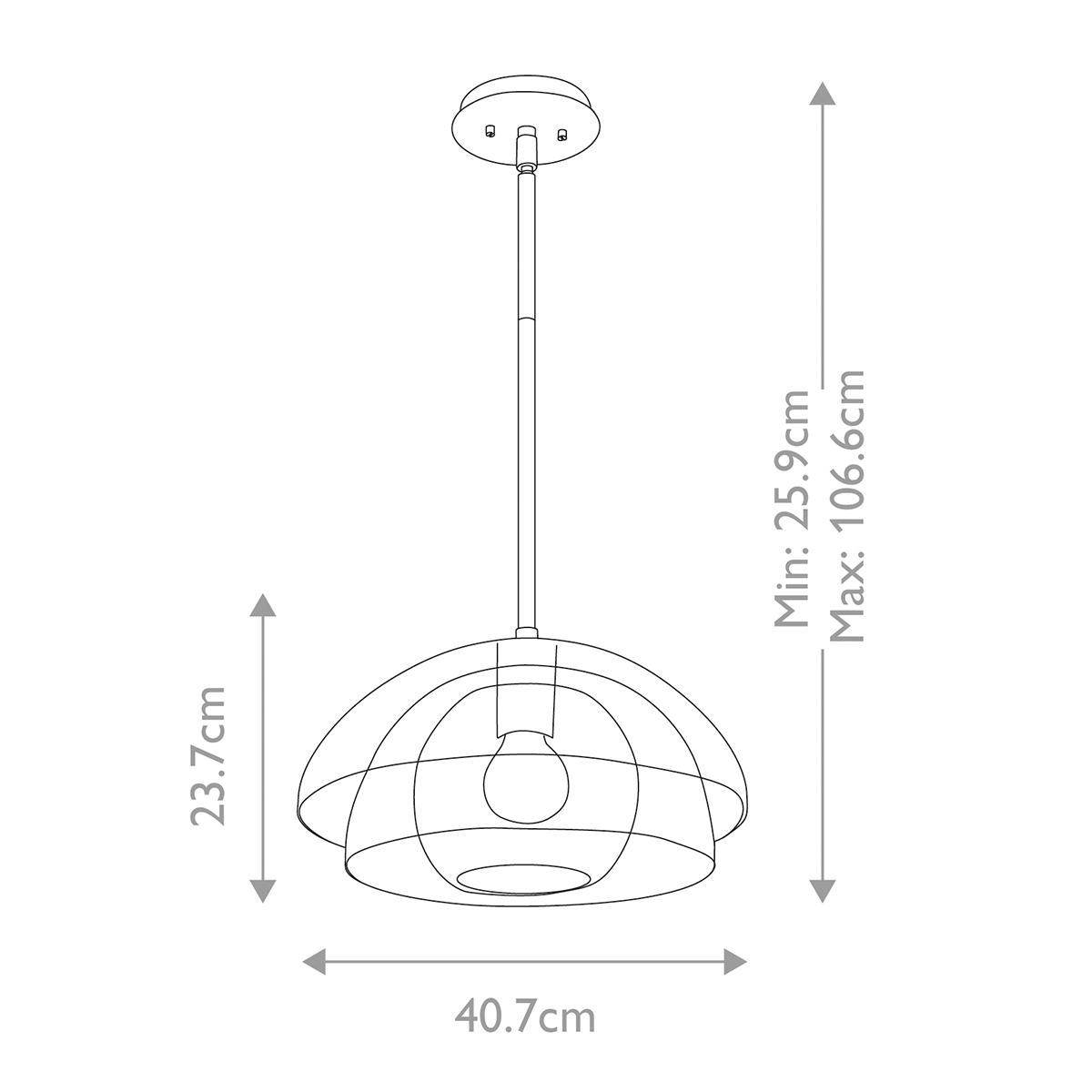 Подвесной светильник с прозрачным двойным стеклянным плафоном в форме купола и внутренней сферой Hinkley в Нижнем Новгороде