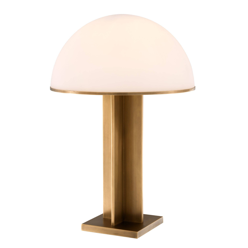 Настольная лампа Eichholtz Table Lamp Berkley Латунь Античная полированная Белое матовое стекло в Нижнем Новгороде | Loft Concept 