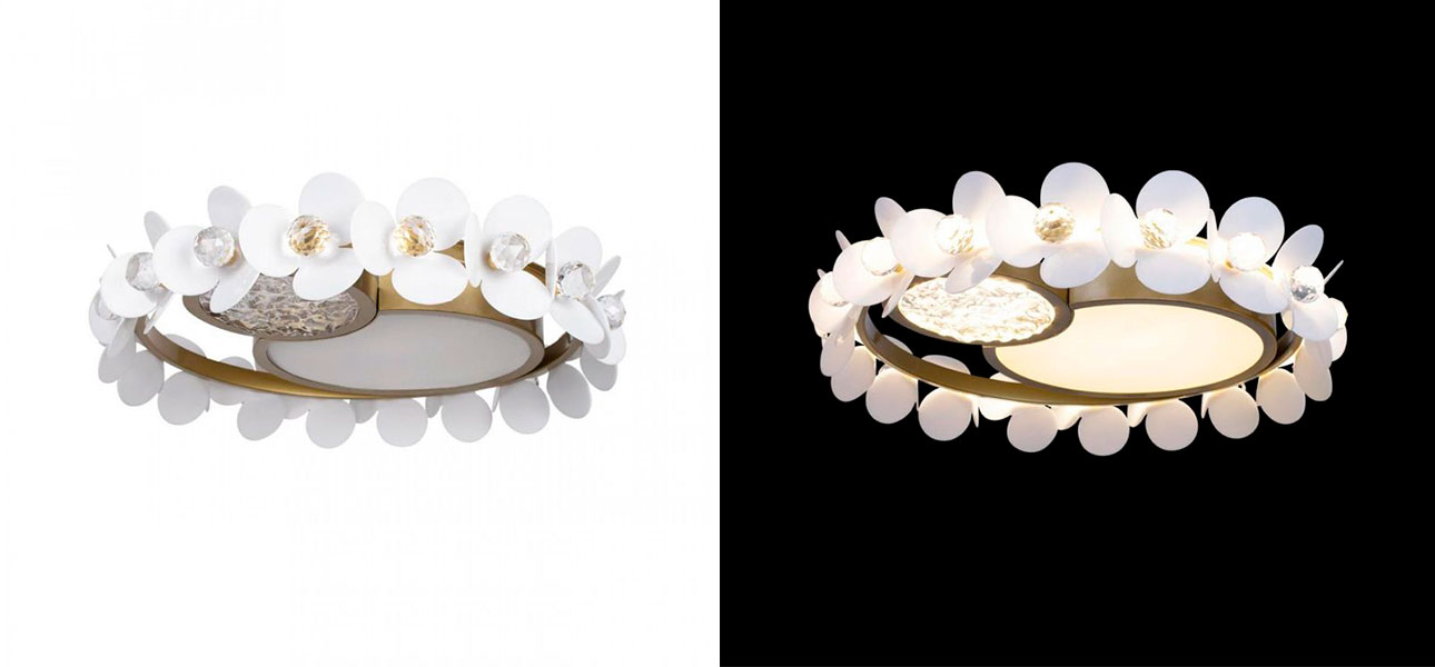 Потолочный светильник Белые Цветы White Flowers Ceiling lamp D 46 - фото №1