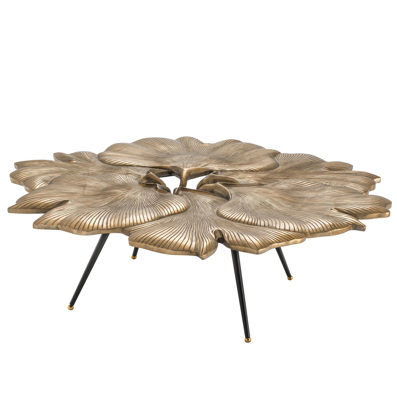 Кофейный стол Eichholtz Coffee Table Ginkgo Латунь Античная полированная Черный в Нижнем Новгороде | Loft Concept 