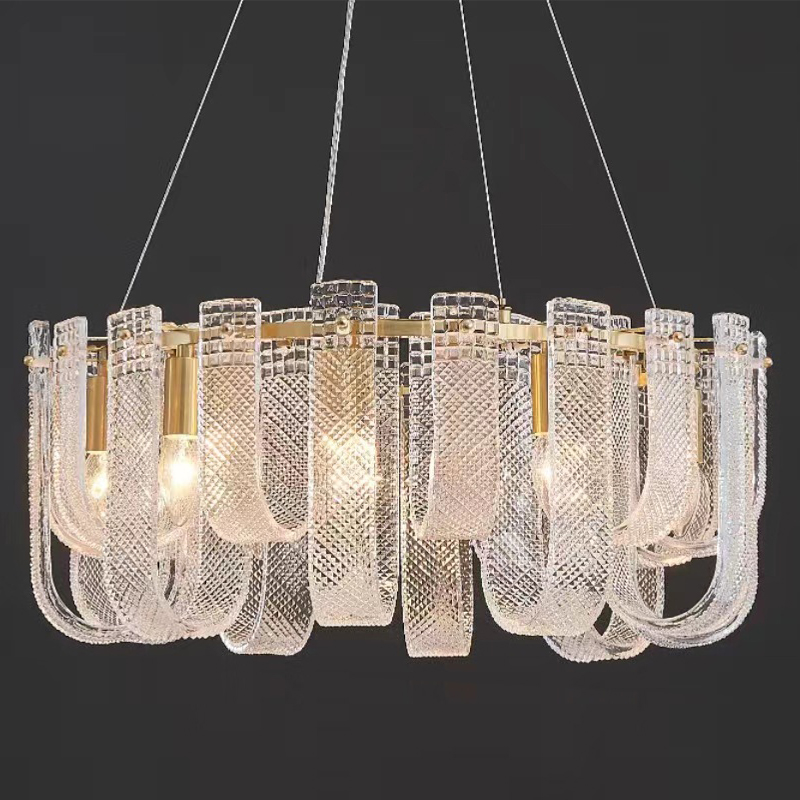 Люстра Prudence Textured Glass Chandelier Золотой Прозрачное Стекло в Нижнем Новгороде | Loft Concept 