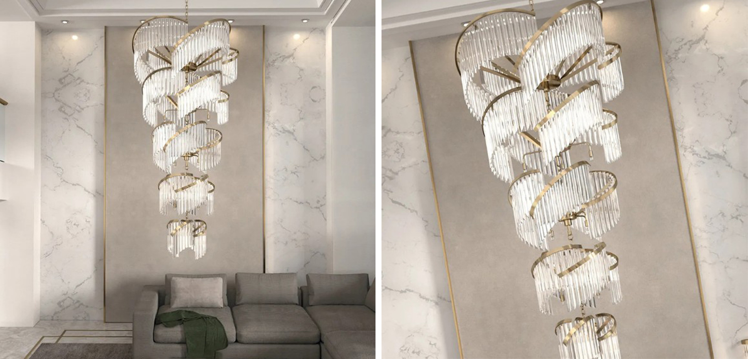 Большая Многоярусная Люстра для Высокого потолка Odeon Large Tiered Chandelier - фото