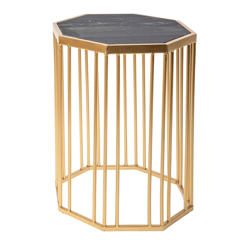 Приставной стол Side Table Marble чёрный мрамор Черный Мрамор Nero Золотой в Нижнем Новгороде | Loft Concept 