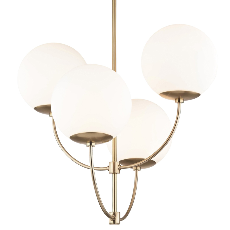 Люстра Breasal White Matte Balls Chandelier Brass Латунь Белое матовое стекло в Нижнем Новгороде | Loft Concept 