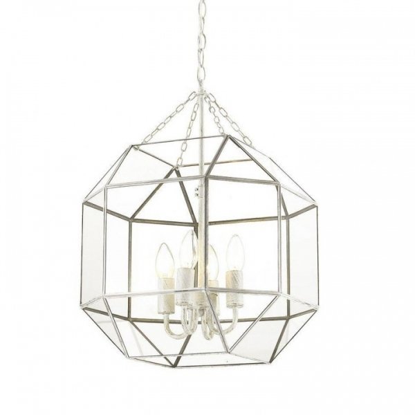 Подвесной светильник Glass & Metal Cage Pendant White 4 Белый в Нижнем Новгороде | Loft Concept 