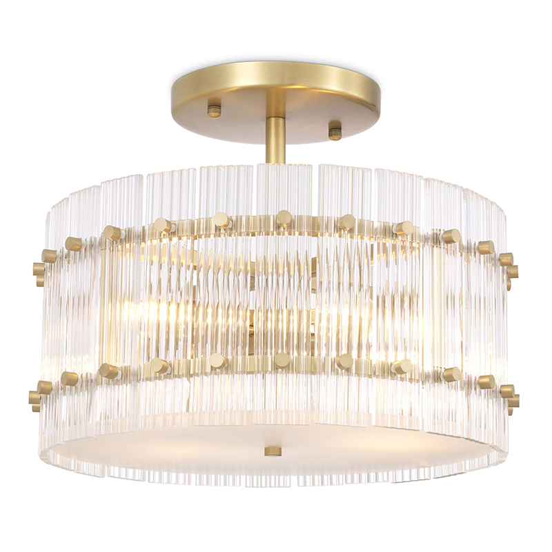 Потолочный светильник Eichholtz Ceiling Lamp Ruby Round Brass Латунь Прозрачное Стекло в Нижнем Новгороде | Loft Concept 