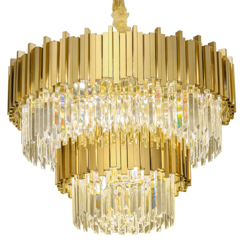 Круглая многоярусная люстра Luxxu Modern Cascade Chandelier Gold Metal Glass 80 Прозрачное Стекло Золотой в Нижнем Новгороде | Loft Concept 