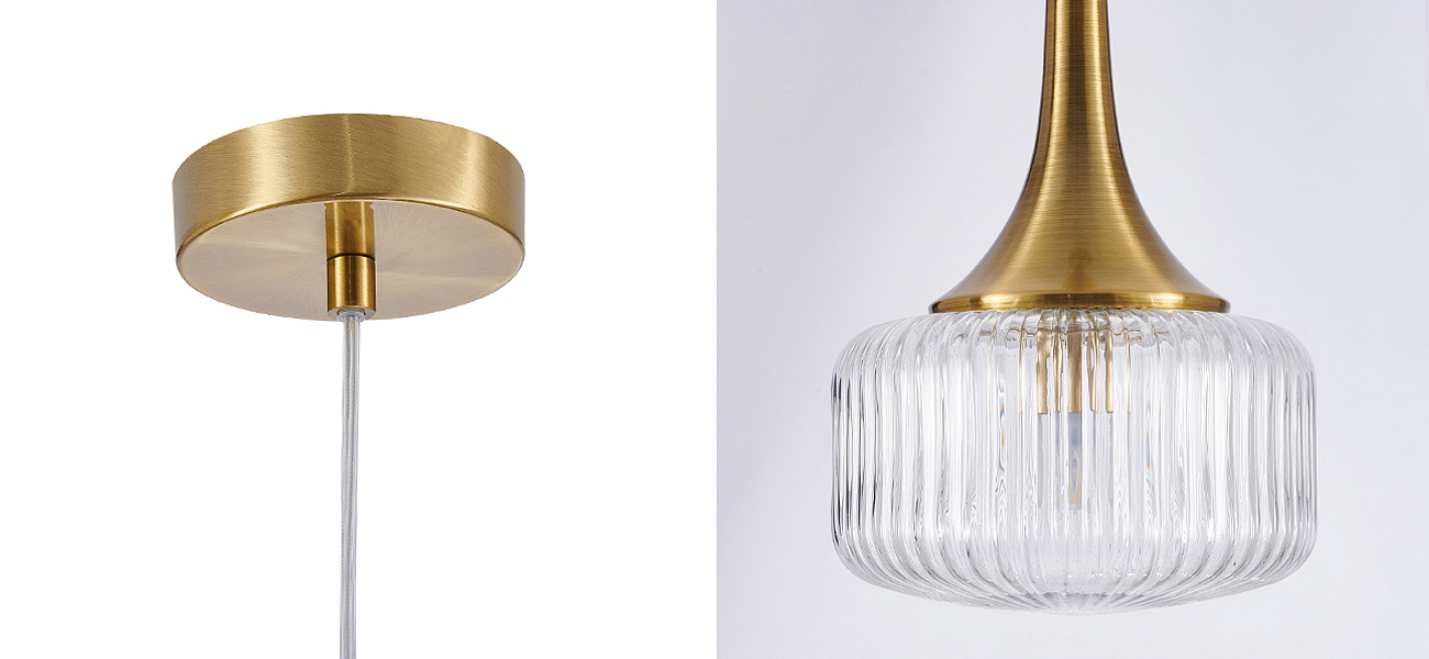 Подвесной светильник Blown Glass с прозрачным рельефным плафоном - фото