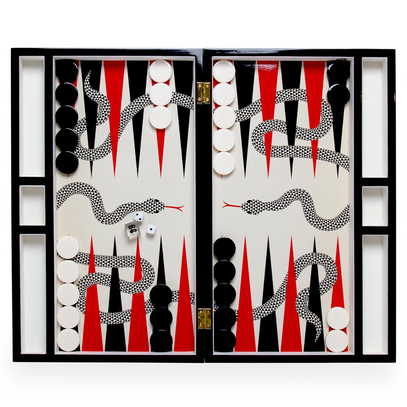 Нарды  EDEN BACKGAMMON SET Jonathan Adler Красный Черный ivory ( слоновая кость ) в Нижнем Новгороде | Loft Concept 