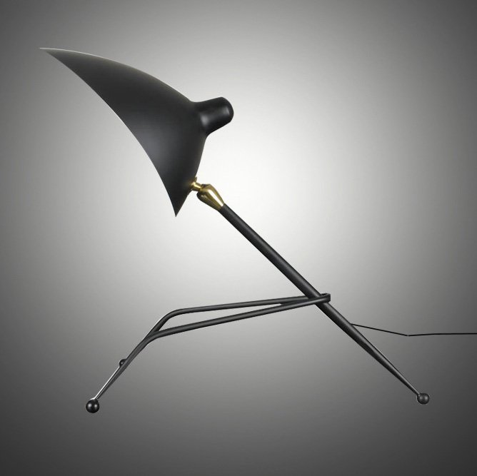 Настольная лампа Serge Mouille Tripod Desk Lamp Черный в Нижнем Новгороде | Loft Concept 