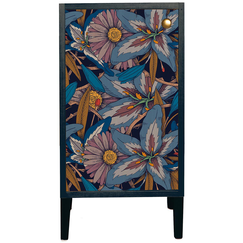 Шкаф с цветочным изображением Blue Floral Print Cabinet Синий Мульти в Нижнем Новгороде | Loft Concept 