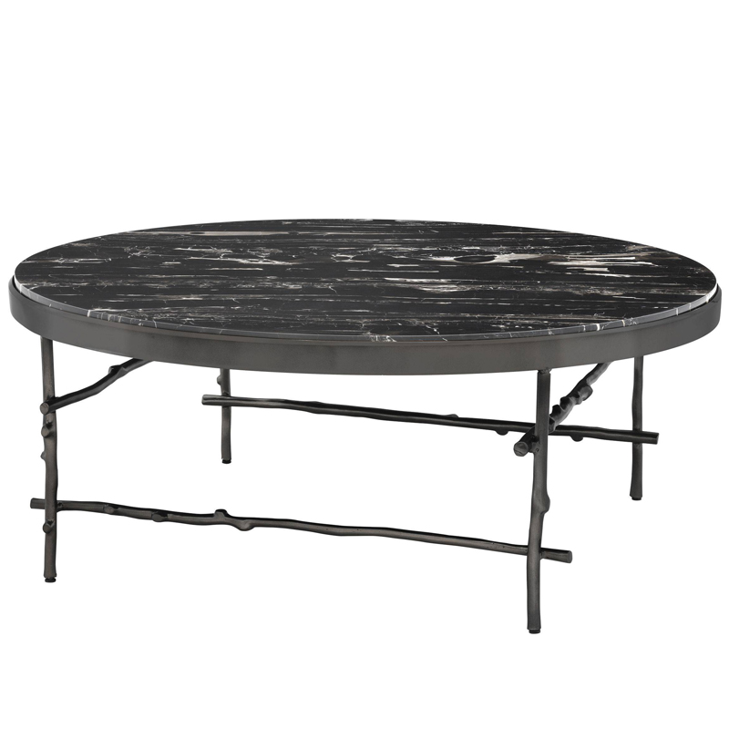 Кофейный стол Eichholtz Coffee Table Tomasso round Черный Мрамор Nero Темная бронза в Нижнем Новгороде | Loft Concept 