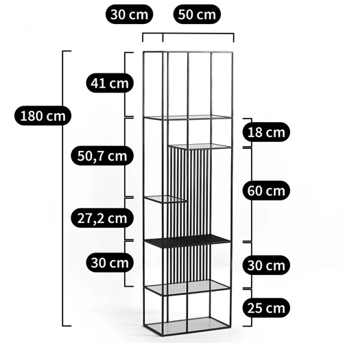 Стеллаж из металла и стекла Menzie Black Stripes Metal Rack в Нижнем Новгороде