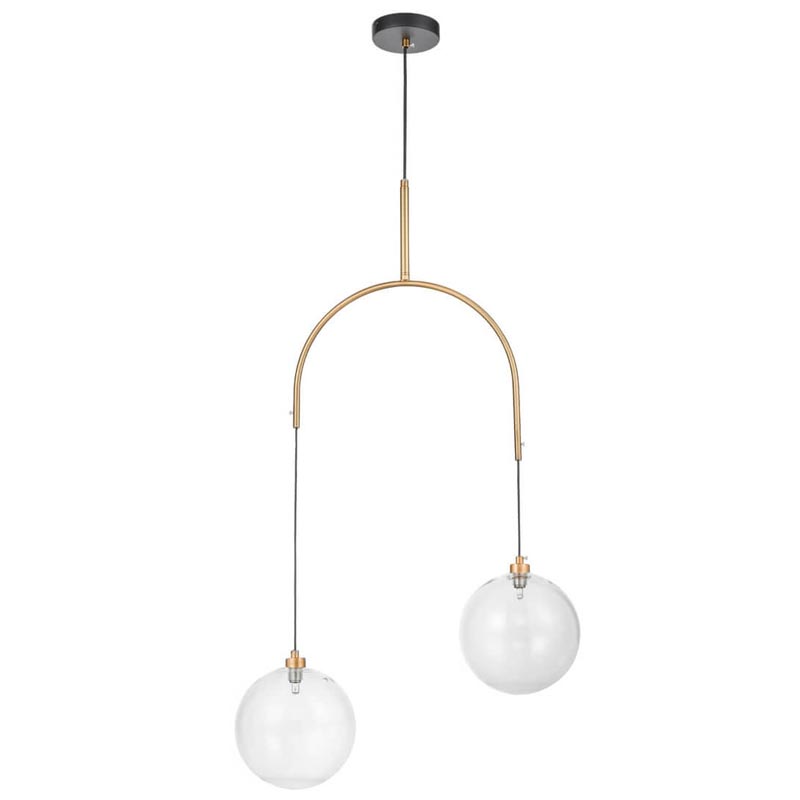 Люстра Two Hanging Ball Chandelier Золотой Прозрачный Черный в Нижнем Новгороде | Loft Concept 