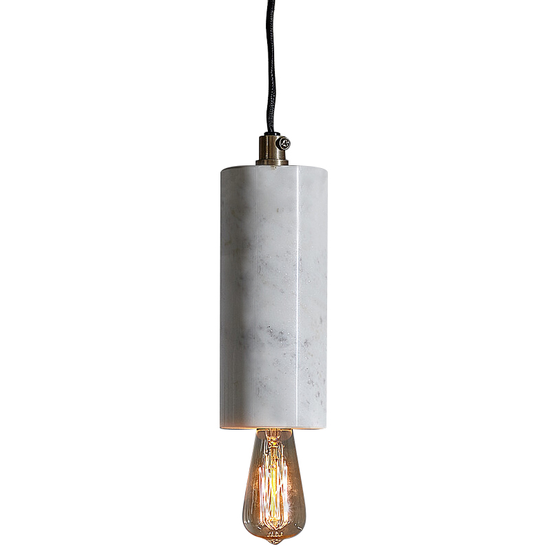 Подвесной светильник Shaw Cylinder Marble Hanging Lamp Белый Мрамор Bianco Черный в Нижнем Новгороде | Loft Concept 