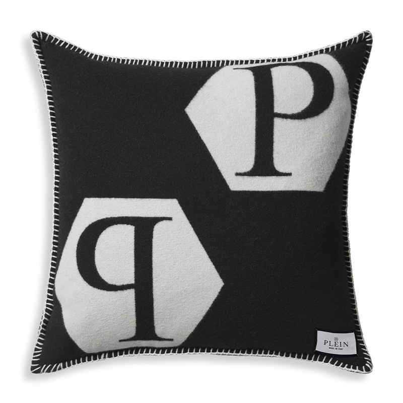 Подушка Philipp Plein Cushion Cashmere Black Черно-белый в Нижнем Новгороде | Loft Concept 