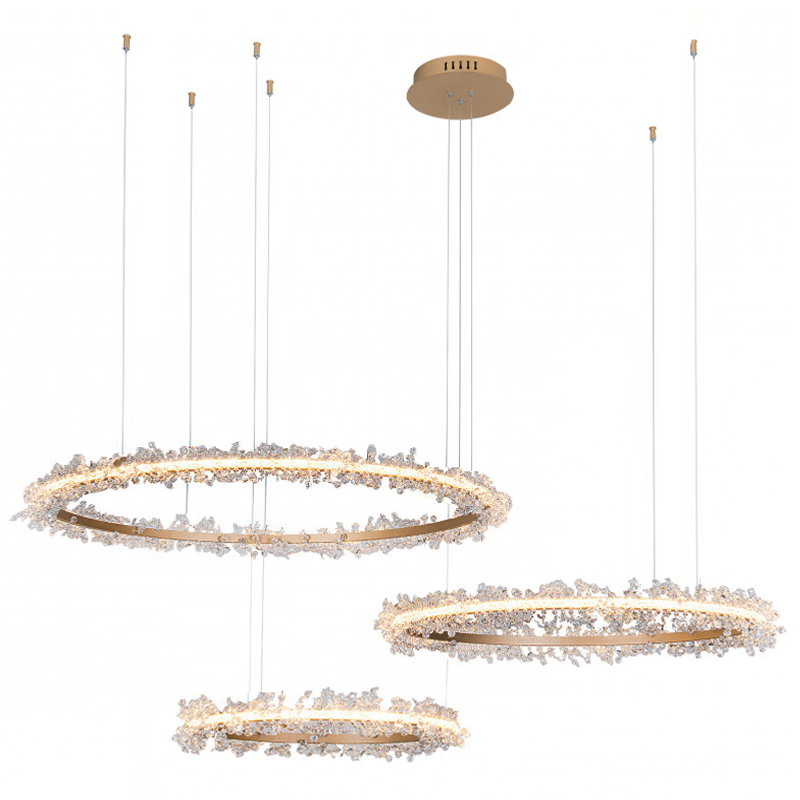 Люстра Crystal round chandelier Люстра 3 кольца Матовое Золото Прозрачный матовое золото в Нижнем Новгороде | Loft Concept 