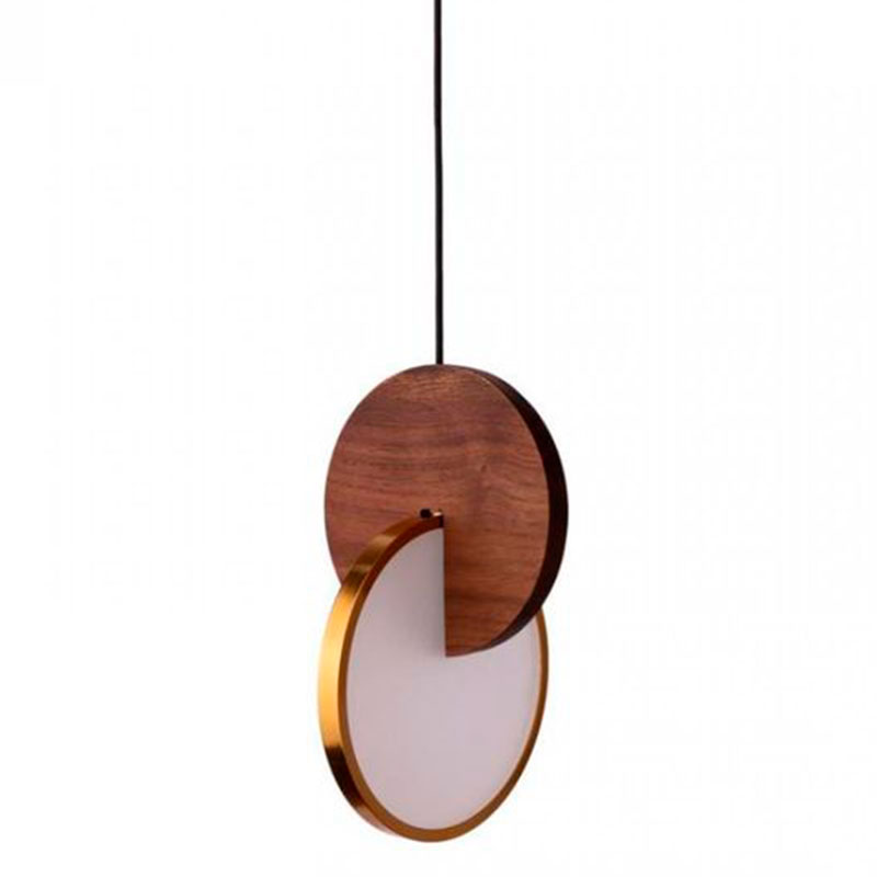 Подвесной светильник Eclipse Pendant Light Wood Золотой Белый Дерево Табак в Нижнем Новгороде | Loft Concept 