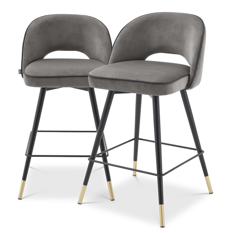 Комплект полубарных стульев Eichholtz Counter Stool Cliff set of 2 grey Серый Черный Латунь в Нижнем Новгороде | Loft Concept 