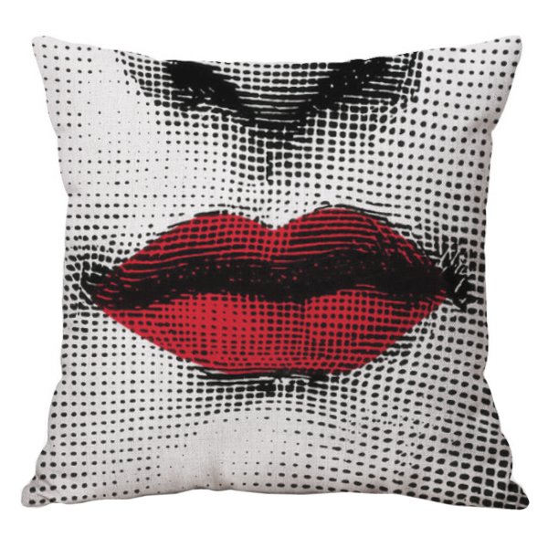 Декоративная подушка Fornasetti lips red Красный (Red) в Нижнем Новгороде | Loft Concept 