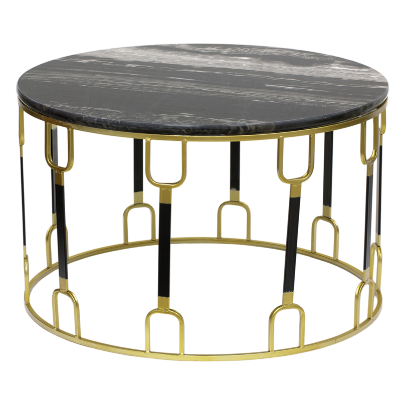 Приставной стол Dorius Side Table black marble Латунь Черный Черный Мрамор Nero в Нижнем Новгороде | Loft Concept 