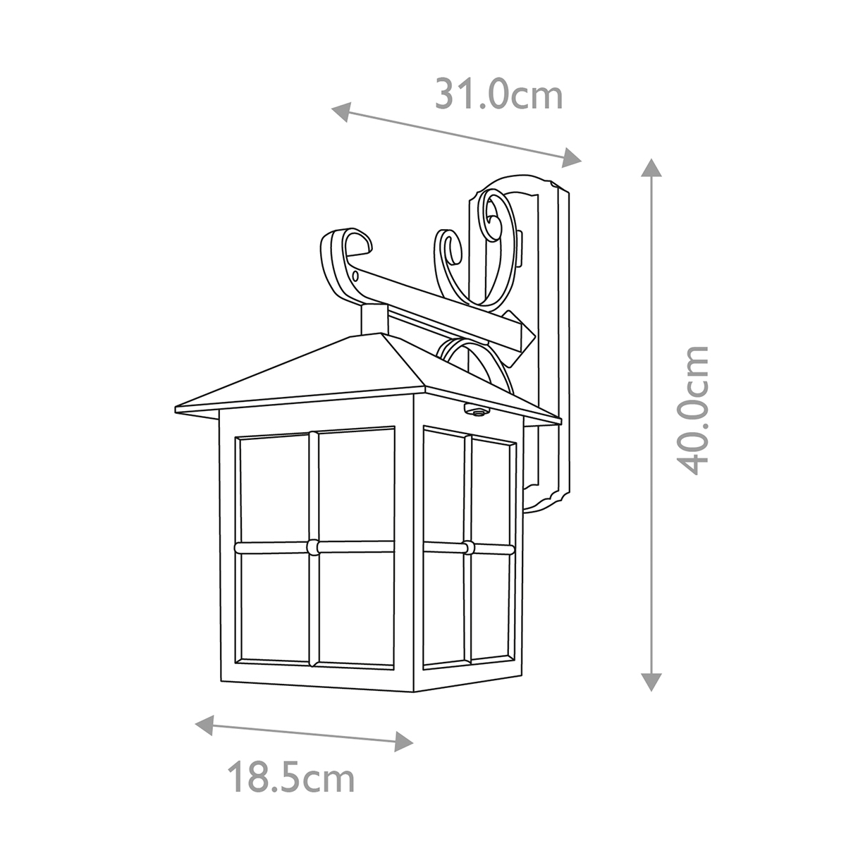 Настенный фонарь черного цвета в форме фонаря с решетчатым плафоном и фактурным стеклом Elstead Lighting в Нижнем Новгороде