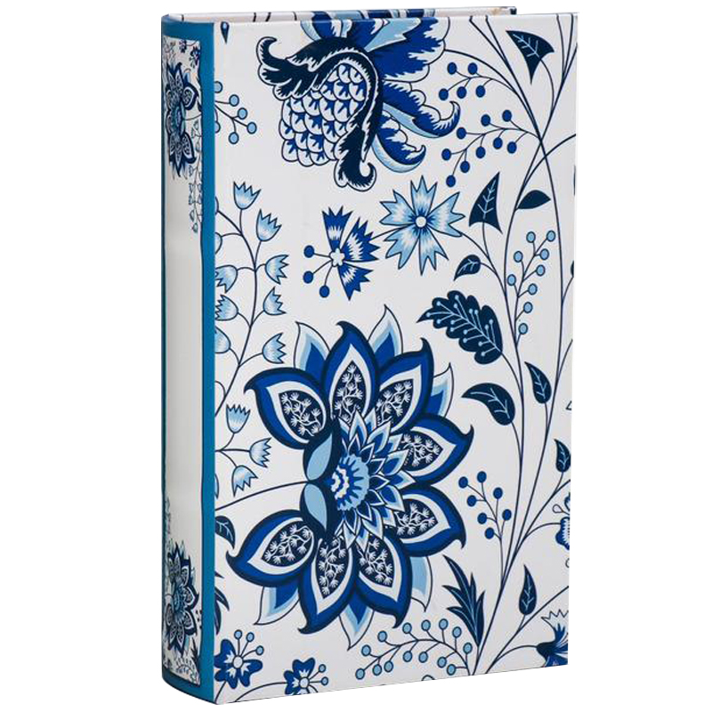 Шкатулка-книга с сейфом Fabulous Flowers Book Box Синий Белый в Нижнем Новгороде | Loft Concept 