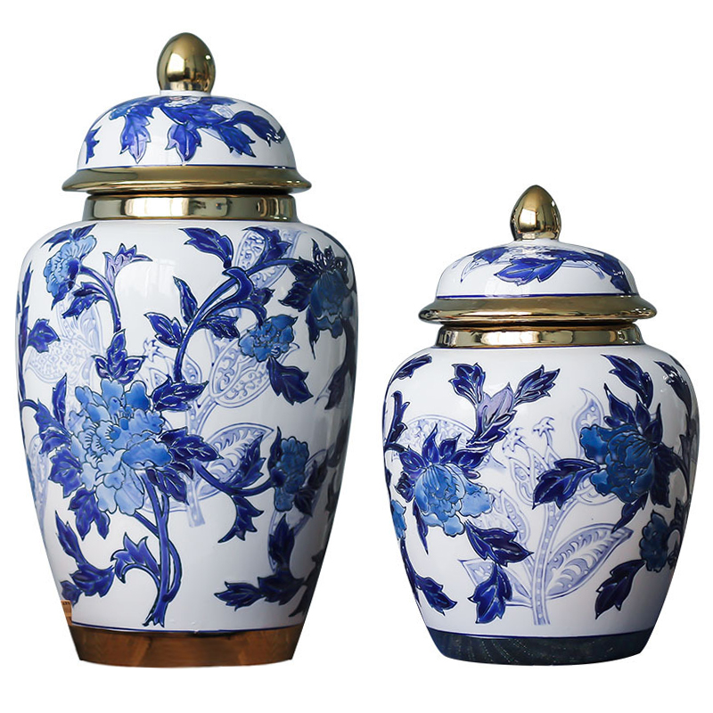 Вазы Porcelain Oriental Blue Ornament Vases Синий Белый Золотой в Нижнем Новгороде | Loft Concept 