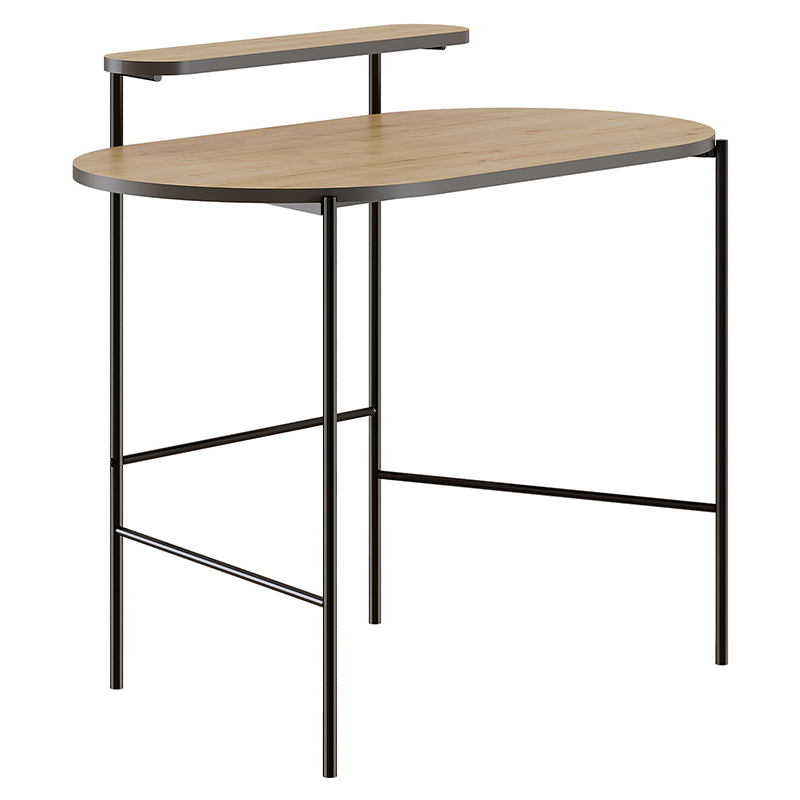 Стол письменный овальной формы с полкой LOUB WORKING TABLE BLACK OAK Древесина Черный в Нижнем Новгороде | Loft Concept 