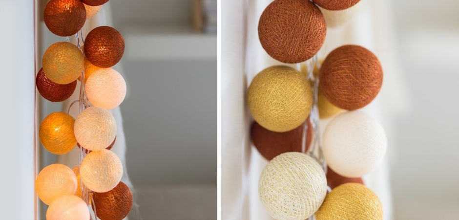 Гирлянда хлопковые фонарики Сotton Ball Gold-Copper - Loft-Concept в Нижнем Новгороде