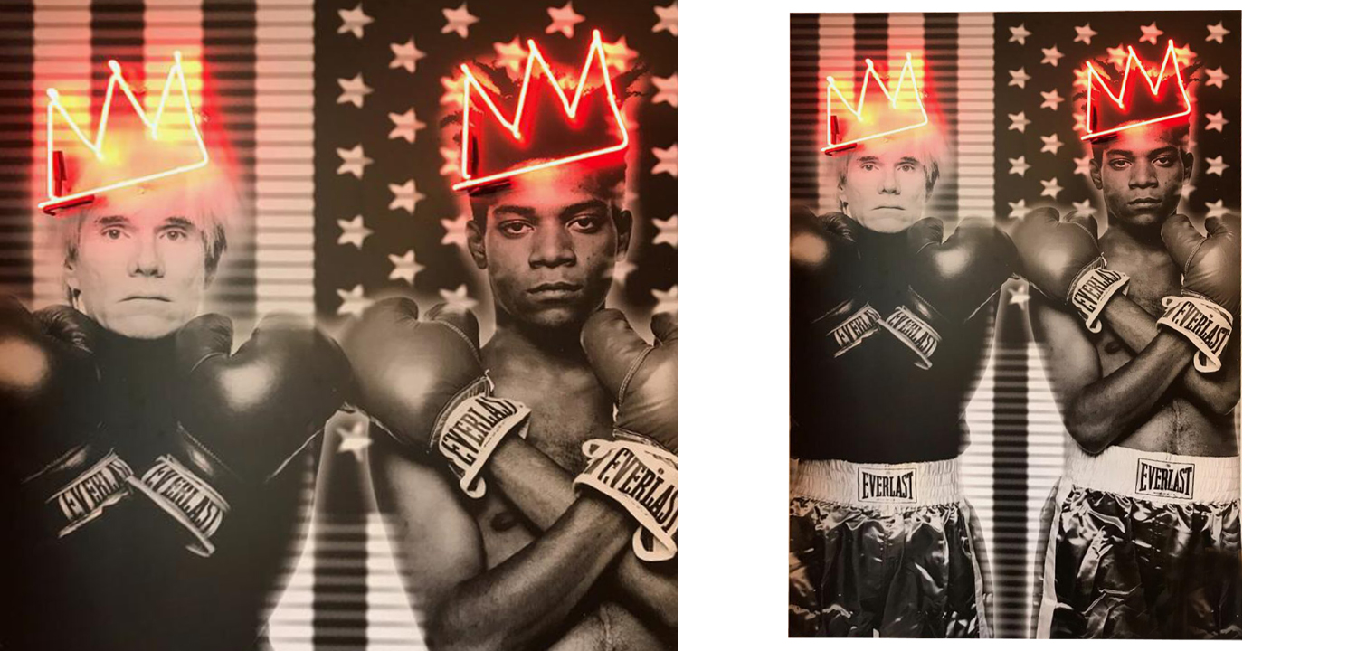 Неоновый постер Энди Уорхол и Баския "Two Crowns" - фото