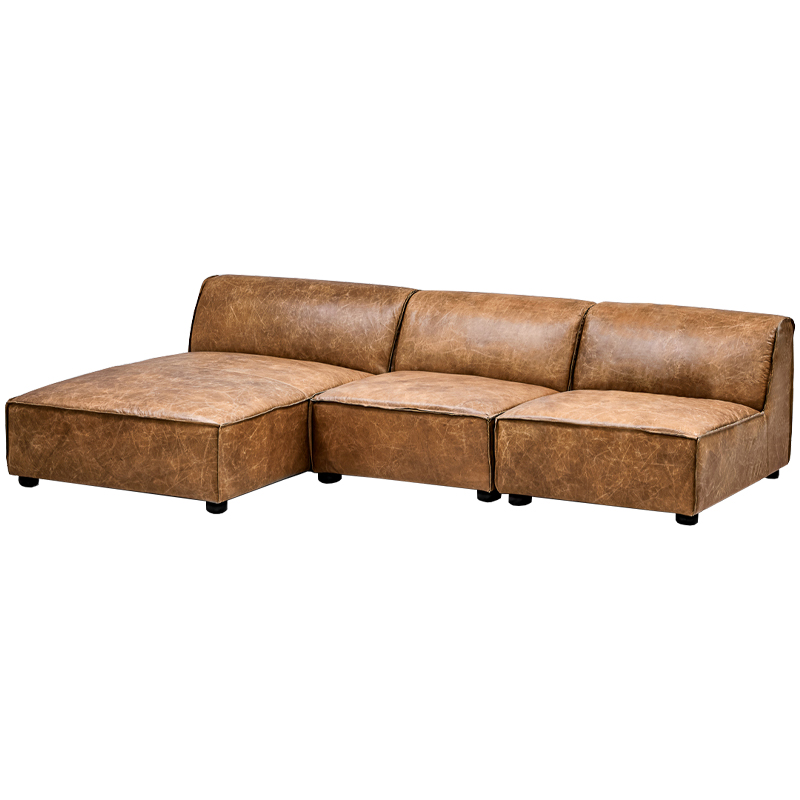 Диван Diehl Leather Sofa Карамель Хром в Нижнем Новгороде | Loft Concept 