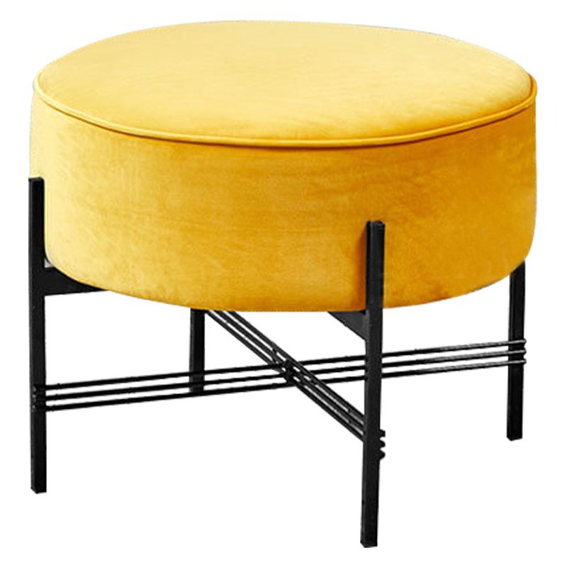 Пуф желтый велюровый Sanjay Velour Pouf Yellow Желтый Черный в Нижнем Новгороде | Loft Concept 