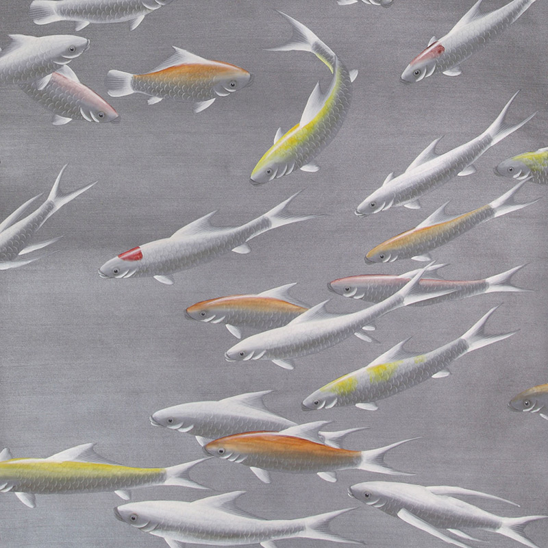 Обои ручная роспись Fishes Koi on Flash metallic Xuan paper  в Нижнем Новгороде | Loft Concept 