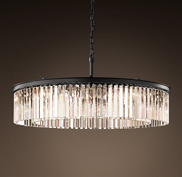 Люстра RH Rhys Clear Glass Prism Round Chandelier 100 Черный в Нижнем Новгороде | Loft Concept 