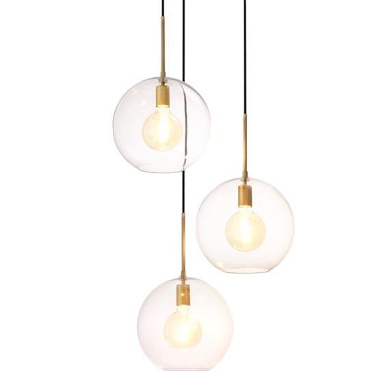 Люстра Chandelier Tango 3 light Латунь Античная полированная Темная бронза Прозрачное Стекло в Нижнем Новгороде | Loft Concept 