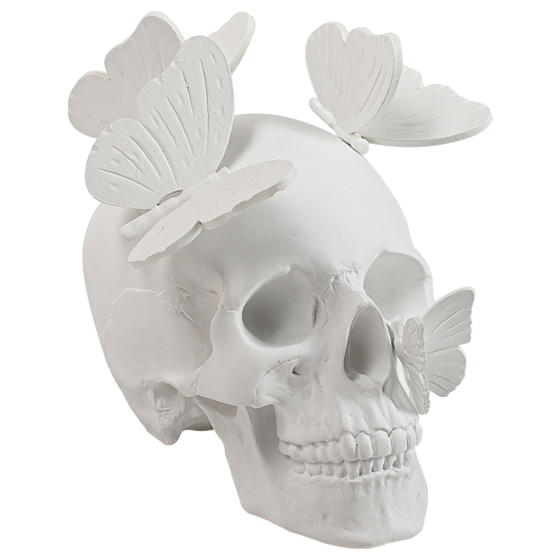 Статуэтка Skull with butterflies white Белый в Нижнем Новгороде | Loft Concept 