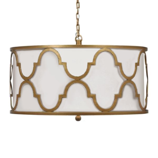 Люстра White Shade Gold Quatrefoil Overlay Drum Pendant  в Нижнем Новгороде | Loft Concept 