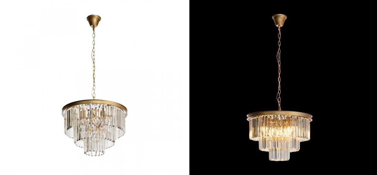 Круглая Люстра GOLD iron Three Layers Прозрачное Стекло диаметр 50 см - фото №2