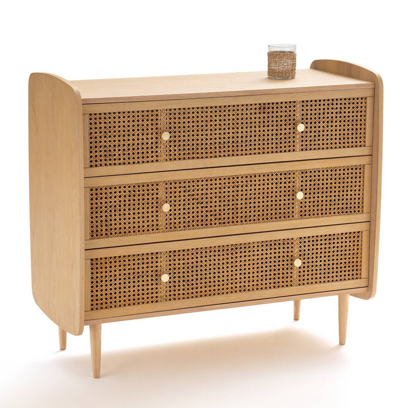 Комод с 3-мя ящиками из плетеного ротанга Aelius Rattan Wicker Chest of drawers Светлый дуб в Нижнем Новгороде | Loft Concept 