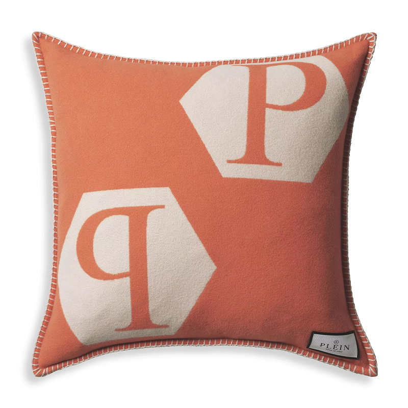 Подушка Philipp Plein Cushion Cashmere Orange Оранжевый Белый в Нижнем Новгороде | Loft Concept 