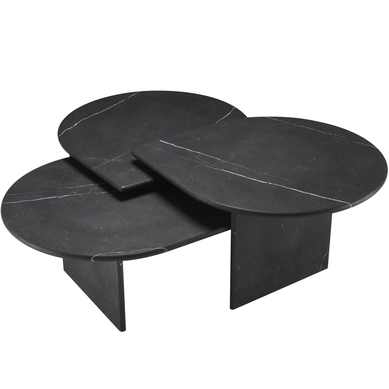 Комплект кофейных столов Eichholtz Coffee Table Naples Set of 3 black Черный Мрамор Nero в Нижнем Новгороде | Loft Concept 