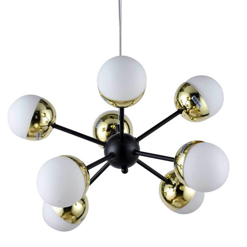 Люстра Sputnik White and Gold Globe Chandelier 8 Черный Золотой Белый в Нижнем Новгороде | Loft Concept 