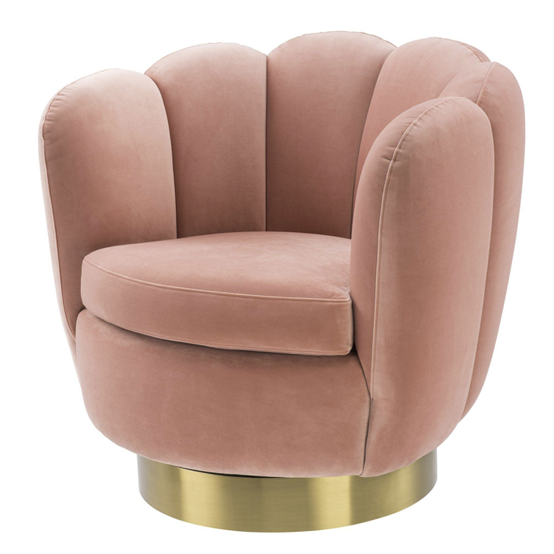 Кресло Eichholtz Swivel Chair Mirage nude Розовый пастельный Матовая латунь в Нижнем Новгороде | Loft Concept 