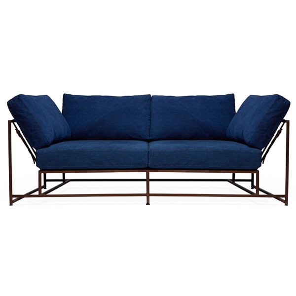 Двухместный диван Indigo Denim and copper Two Seat Sofa Индиго в Нижнем Новгороде | Loft Concept 