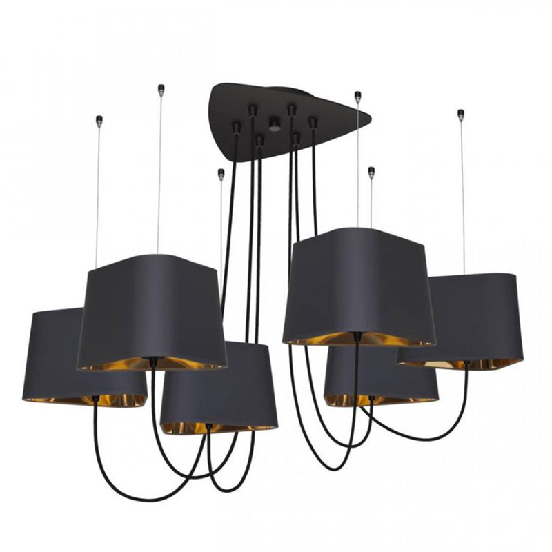 Люстра Designheure Lighting Black 6 плафонов Черный Золотой в Нижнем Новгороде | Loft Concept 