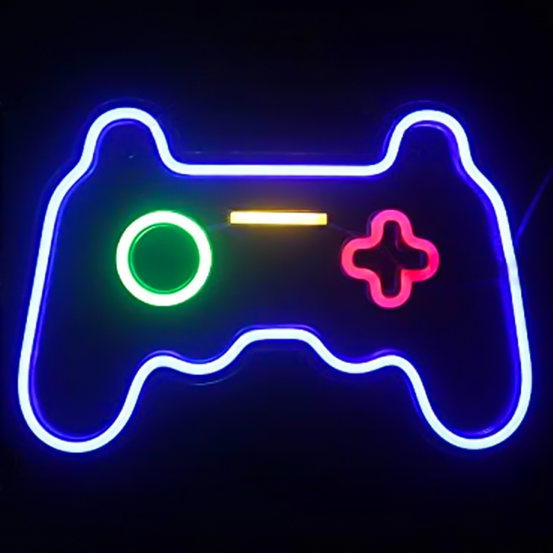 Неоновая настенная лампа Joystick Neon Wall Lamp Синий Зеленый Красный Желтый Прозрачный в Нижнем Новгороде | Loft Concept 